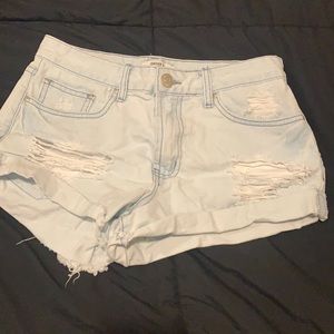 Light wash denim shorts